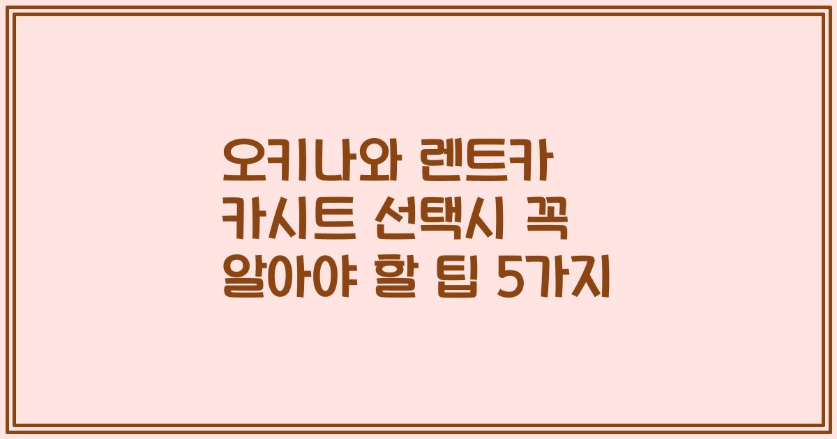 오키나와 렌트카 카시트 선택시 꼭 알아야 할 팁 5가지