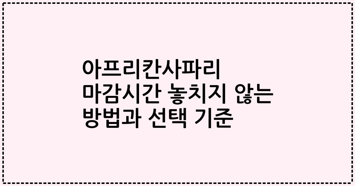 아프리칸사파리 마감시간 놓치지 않는 방법과 선택 기준